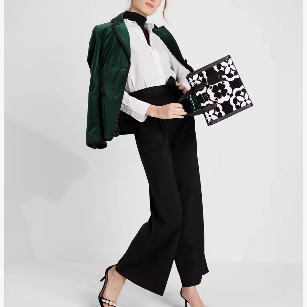 NWT💃Kate Spade Spade Flower Monogram Manhattan Chenille Small Tote Purse - Picture 5 of 12